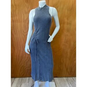 Free People FP One Natasha Thermal Midi Dress Size S Gray Sleeveless Tie